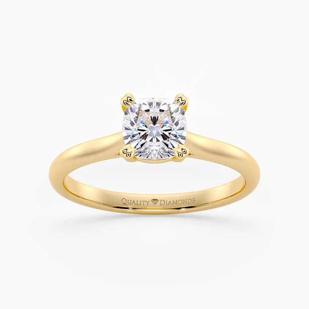 Cushion Ettore Diamond Ring in 9K Yellow Gold