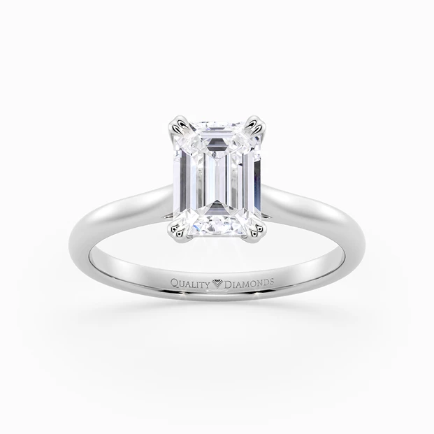 Emerald Ettore Diamond Ring in 18K White Gold