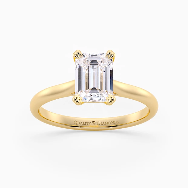 Emerald Ettore Diamond Ring in 18K Yellow Gold