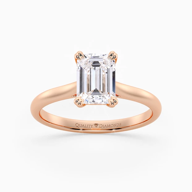 Emerald Ettore Diamond Ring in 18K Rose Gold