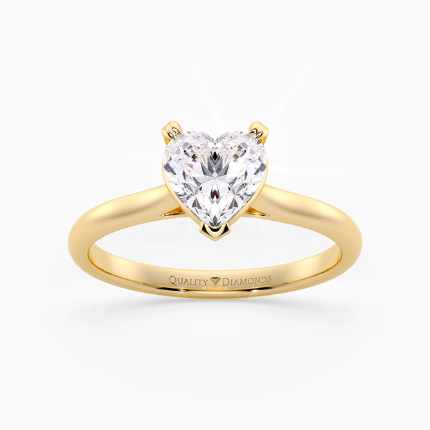 Heart Ettore Diamond Ring in 9K Yellow Gold