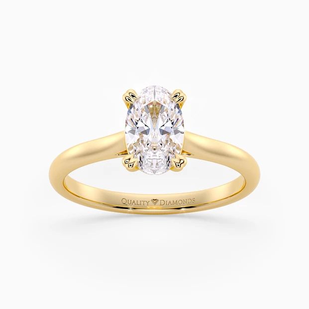 Oval Ettore Diamond Ring in 9K Yellow Gold