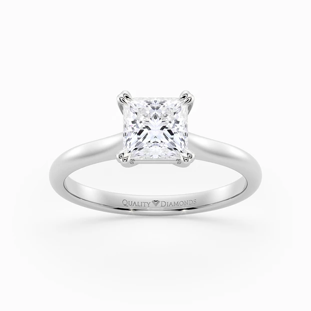 Princess Ettore Diamond Ring in 9K White Gold