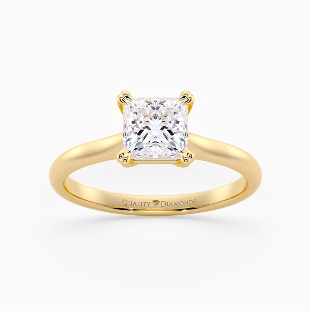 Princess Ettore Diamond Ring in 9K Yellow Gold