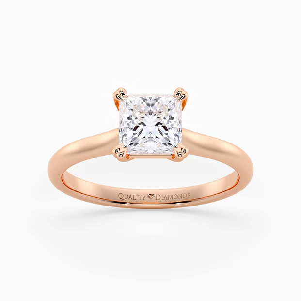Princess Ettore Diamond Ring in 9K Rose Gold