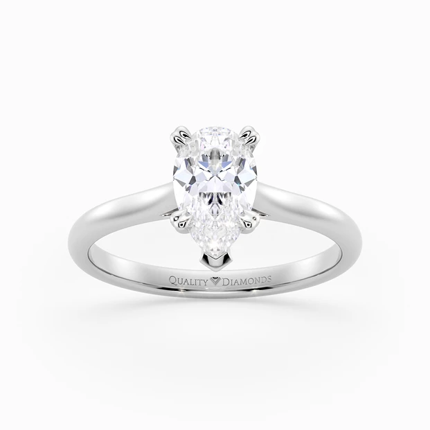 Pear Ettore Diamond Ring in 9K White Gold