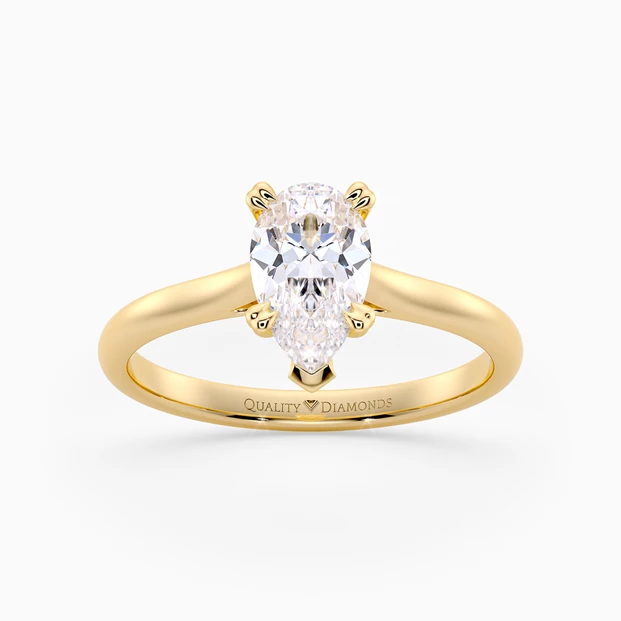 Pear Ettore Diamond Ring in 9K Yellow Gold