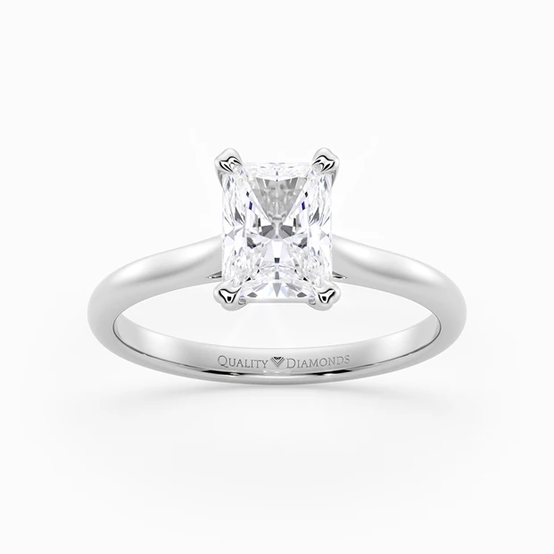 Radiant Ettore Diamond Ring in 9K White Gold