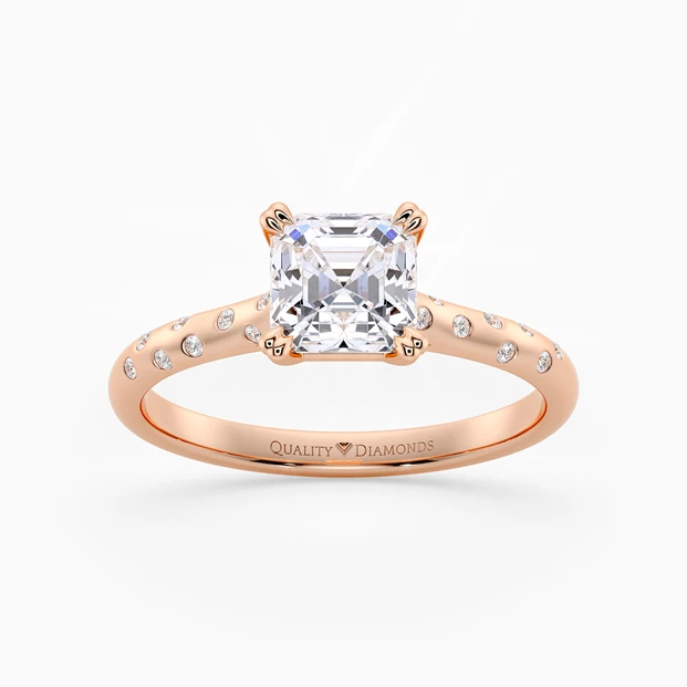 Diamond Set Asscher Ettore Diamond Ring in 18K Rose Gold