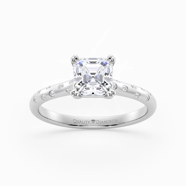 Diamond Set Asscher Ettore Diamond Ring in Palladium 950