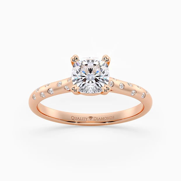 Diamond Set Cushion Ettore Diamond Ring in 9K Rose Gold