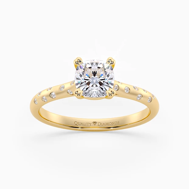 Diamond Set Cushion Ettore Diamond Ring in 9K Yellow Gold