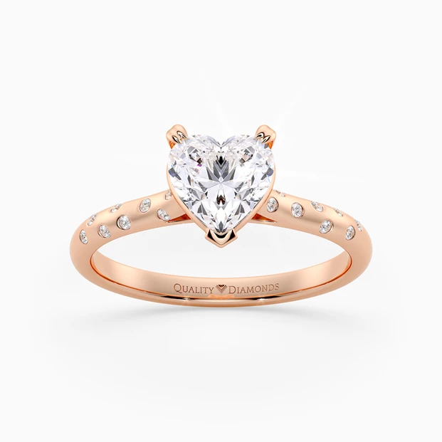 Diamond Set Heart Ettore Diamond Ring in 9K Rose Gold