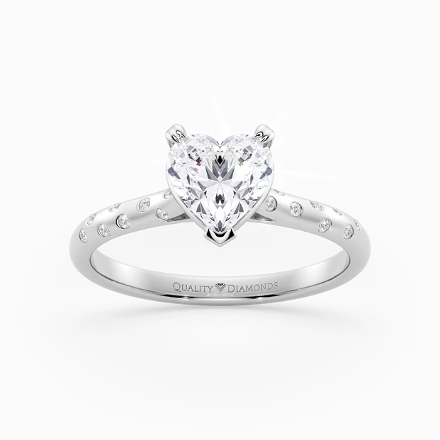 Diamond Set Heart Ettore Diamond Ring in Palladium 950