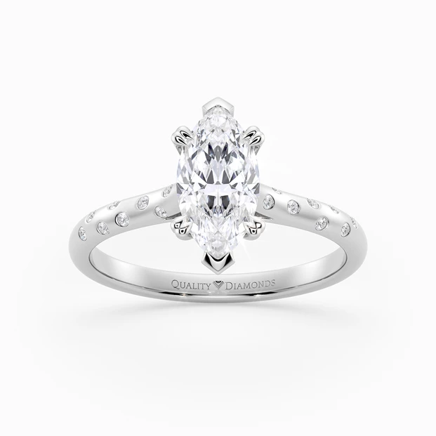 Diamond Set Marquise Ettore Diamond Ring in 9K White Gold