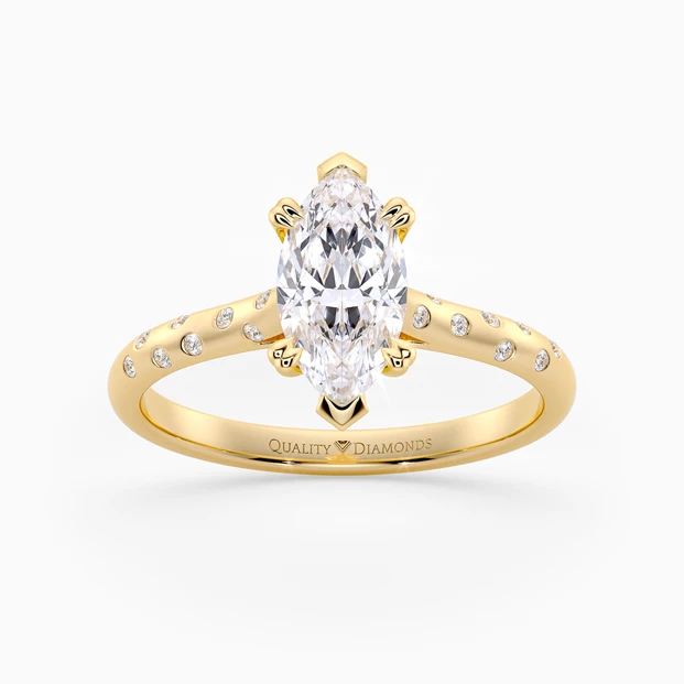 Diamond Set Marquise Ettore Diamond Ring in 18K Yellow Gold
