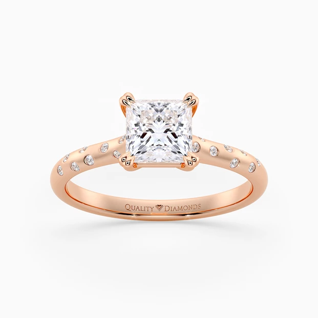 Diamond Set Princess Ettore Diamond Ring in 18K Rose Gold
