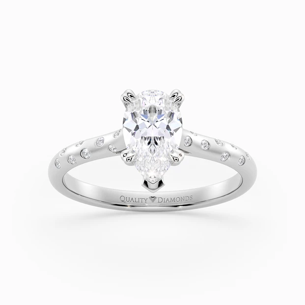 Diamond Set Pear Ettore Diamond Ring in Palladium 950
