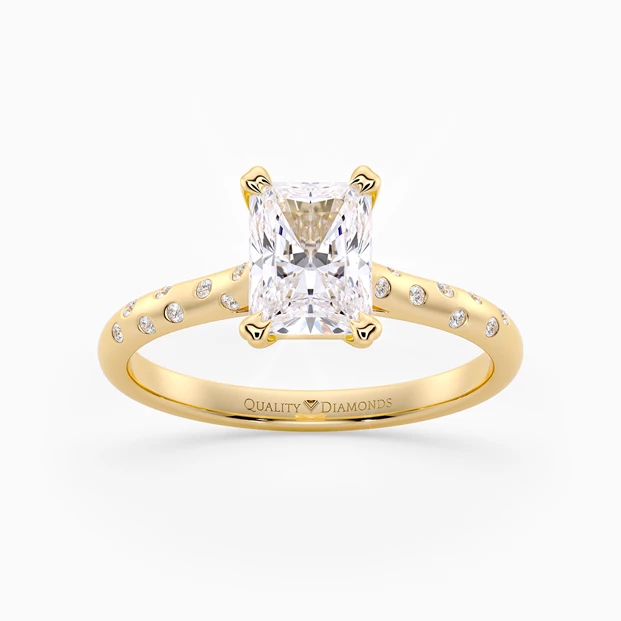 Diamond Set Radiant Ettore Diamond Ring in 9K Yellow Gold