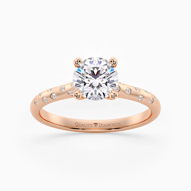 Diamond Set Round Brilliant Ettore Diamond Ring in 18K Rose Gold