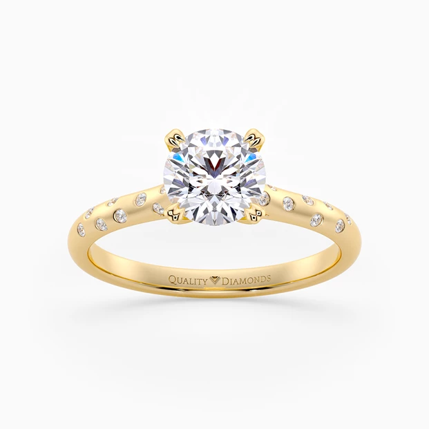 Diamond Set Round Brilliant Ettore Diamond Ring in 9K Yellow Gold