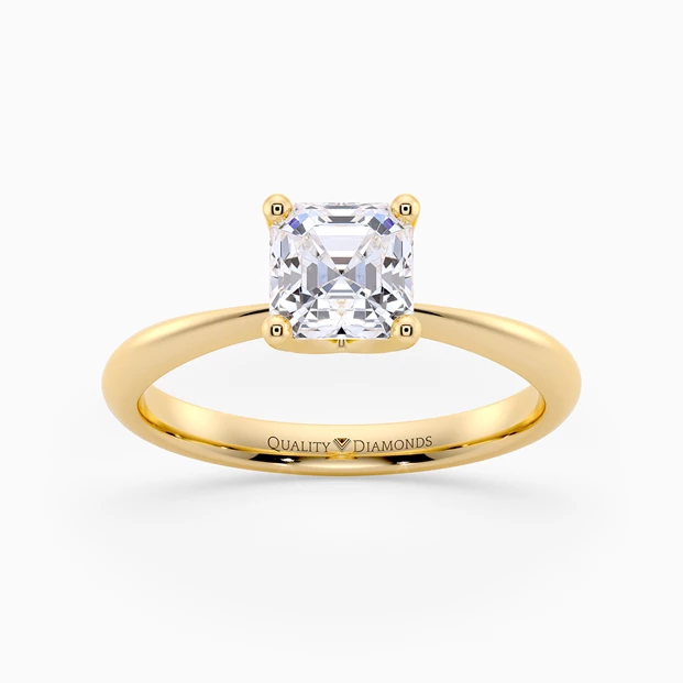 Asscher Amorette Diamond Ring in 18K Yellow Gold
