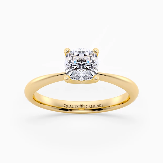 Cushion Amorette Diamond Ring in 18K Yellow Gold