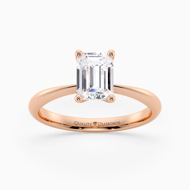 Half Carat Lab Grown Emerald Solitaire Diamond Engagement Ring in 18K Rose Gold