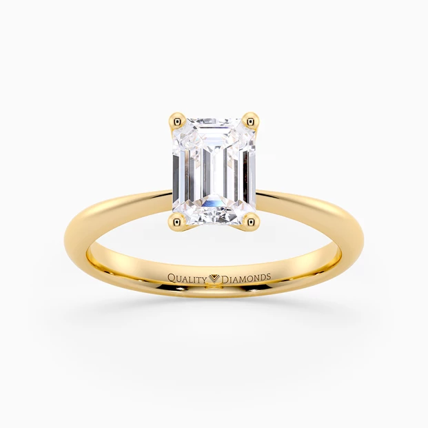 Half Carat Lab Grown Emerald Solitaire Diamond Engagement Ring in 18K Yellow Gold