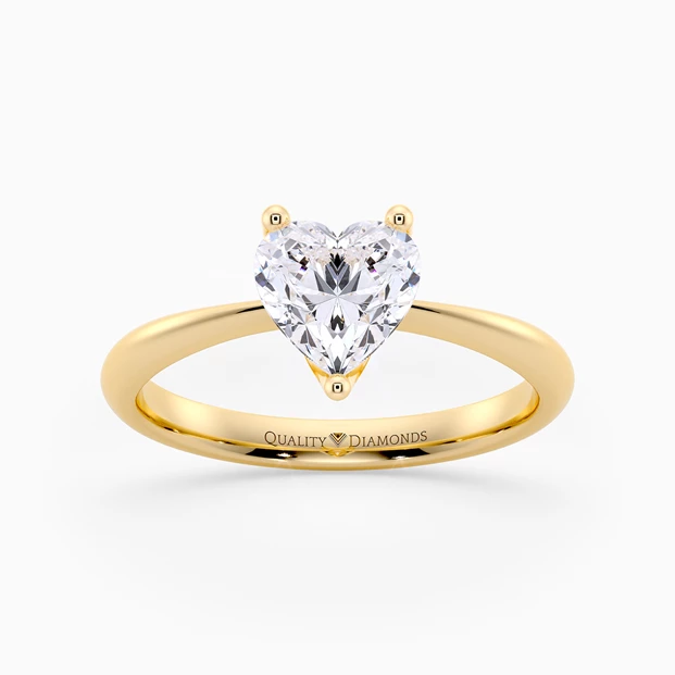 Heart Amorette Diamond Ring in 9K Yellow Gold