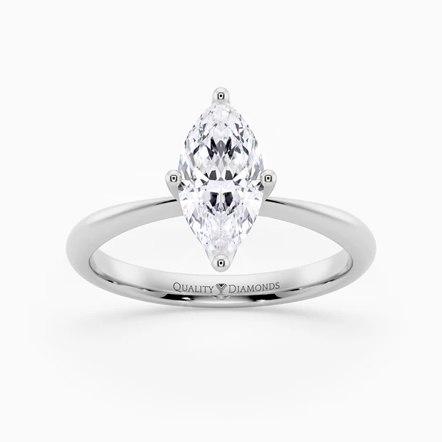 Marquise Amorette Diamond Ring in 9K White Gold