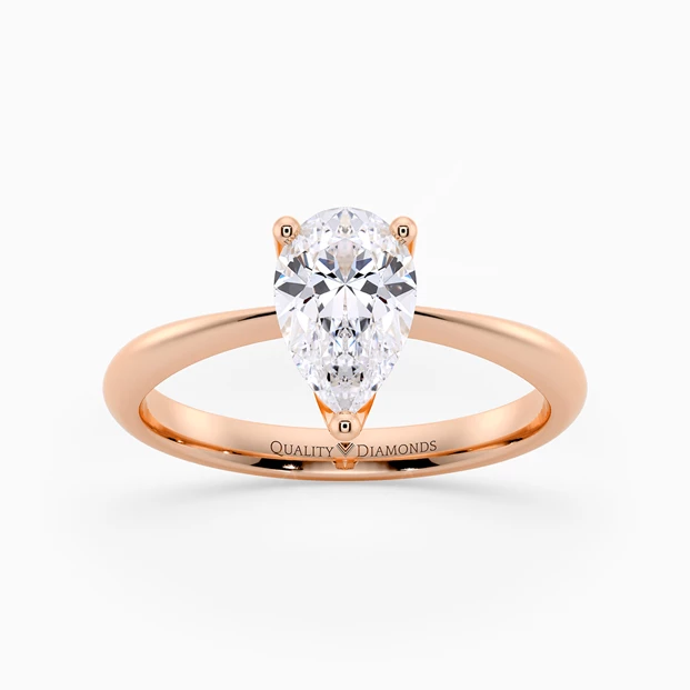 Pear Amorette Diamond Ring in 18K Rose Gold