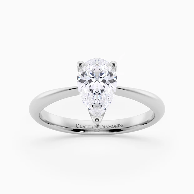 Pear Amorette Diamond Ring in Palladium