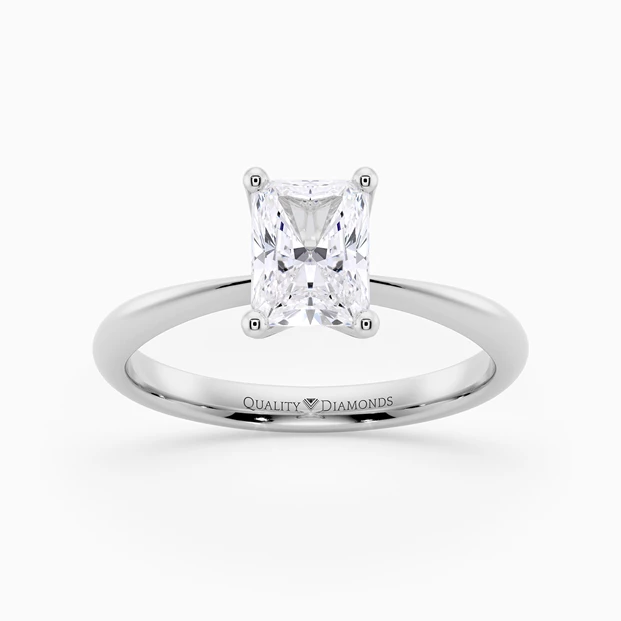 Radiant Amorette Diamond Ring in Palladium
