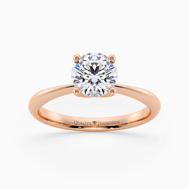 Round Brilliant Amorette Diamond Ring in 9K Rose Gold