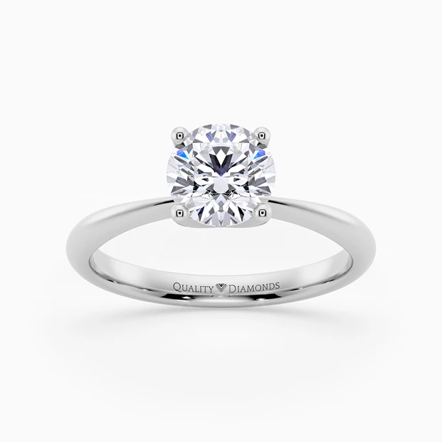 Round Brilliant Amorette Diamond Ring in 9K White Gold