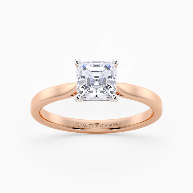 Asscher Clara Diamond Ring in 9K Rose Gold
