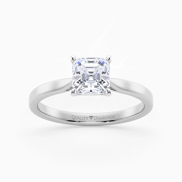 Asscher Clara Diamond Ring in 9K White Gold
