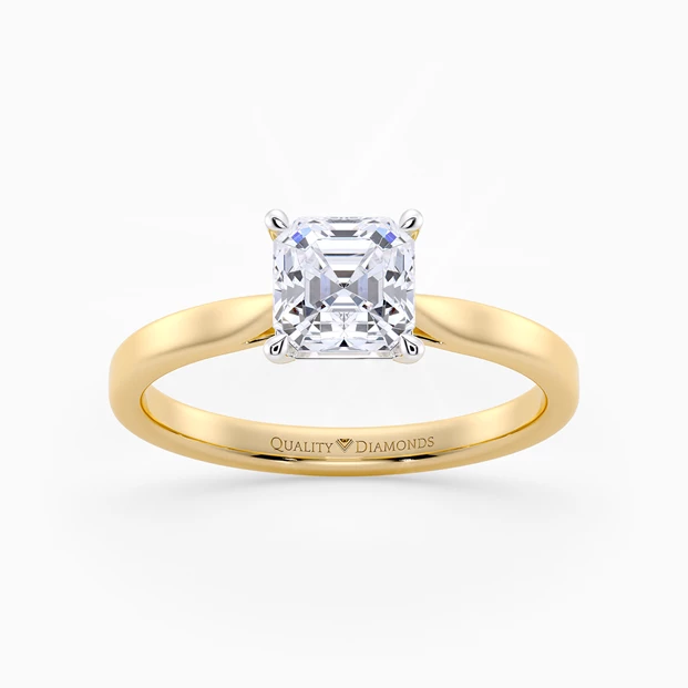 Asscher Clara Diamond Ring in 9K Yellow Gold