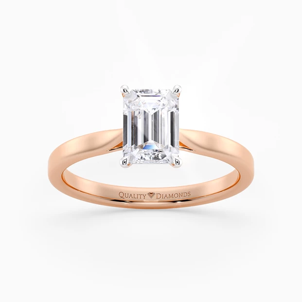 Emerald Clara Diamond Ring in 18K Rose Gold