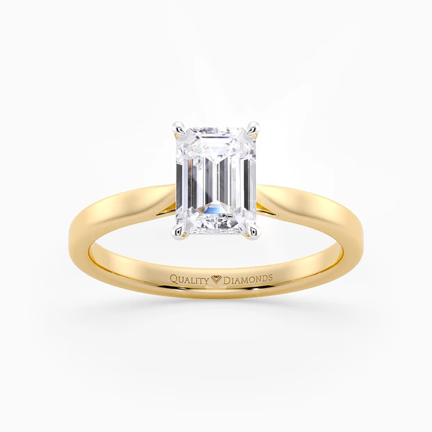Emerald Clara Diamond Ring in 18K Yellow Gold