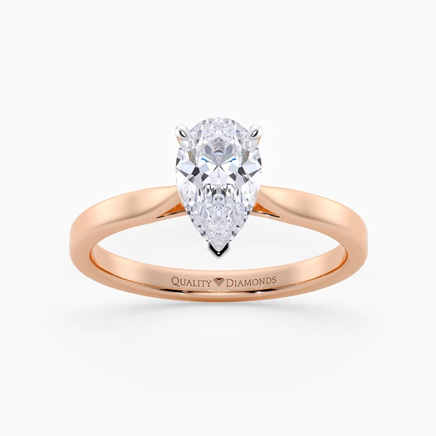 Pear Clara Diamond Ring in 18K Rose Gold