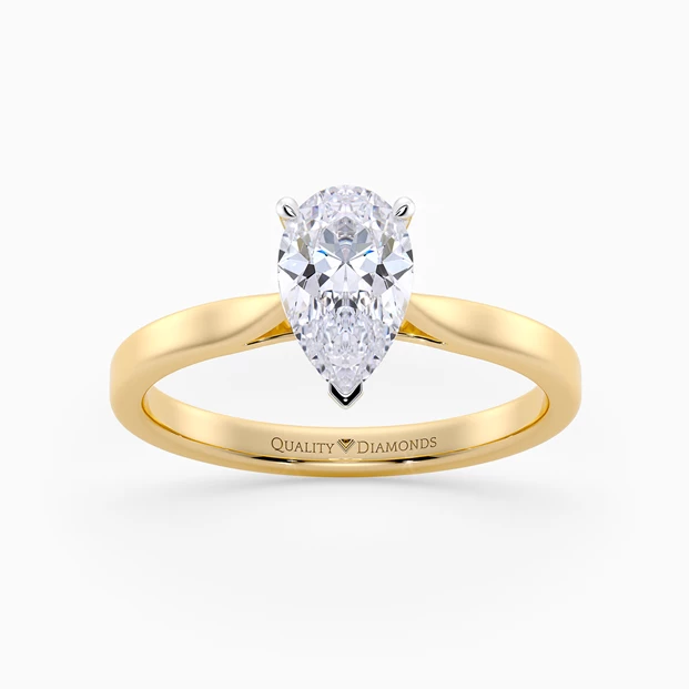 Pear Clara Diamond Ring in 9K Yellow Gold