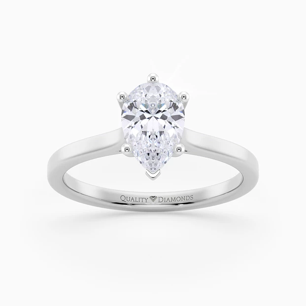 Pear Felicita Diamond Ring in 9K White Gold