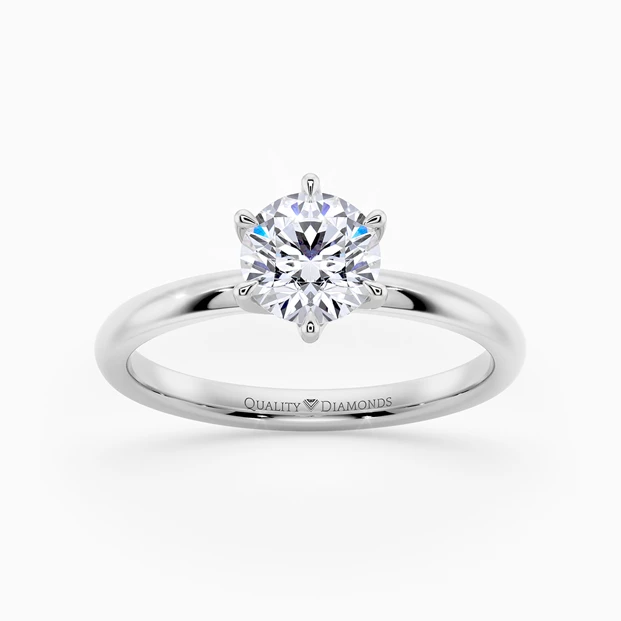Six Claw Round Brilliant Abbraccio Diamond Ring in Palladium