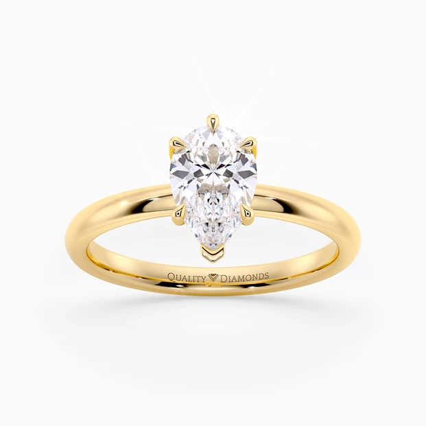 Pear Six Claw Abbraccio Diamond Ring in 9K Yellow Gold