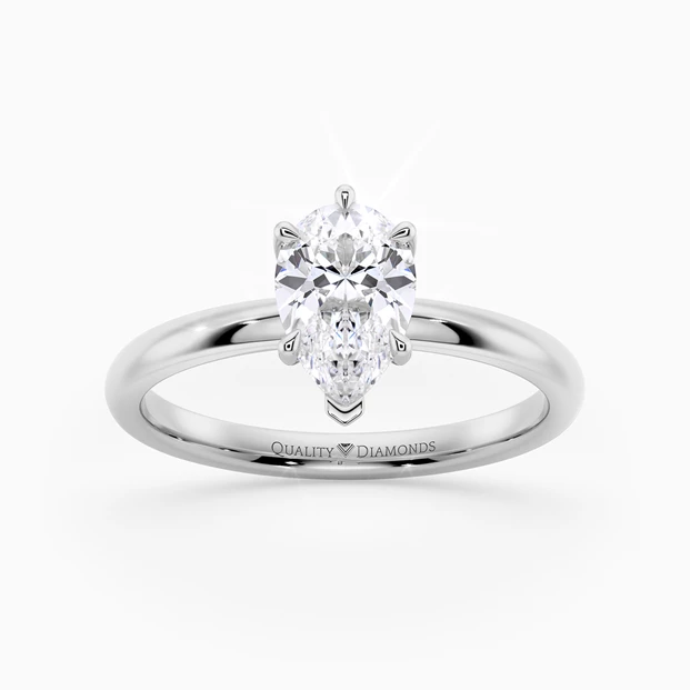 Pear Six Claw Abbraccio Diamond Ring in Palladium