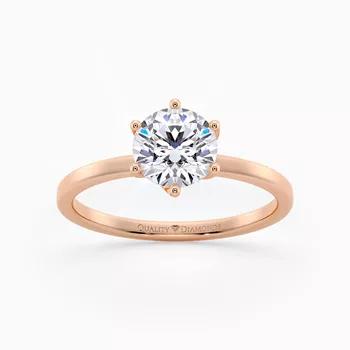 Six Claw Round Brilliant Cura Diamond Ring in 18K Rose Gold