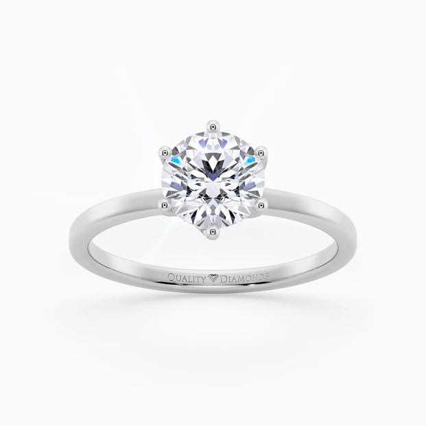 Six Claw Round Brilliant Cura Diamond Ring in Palladium