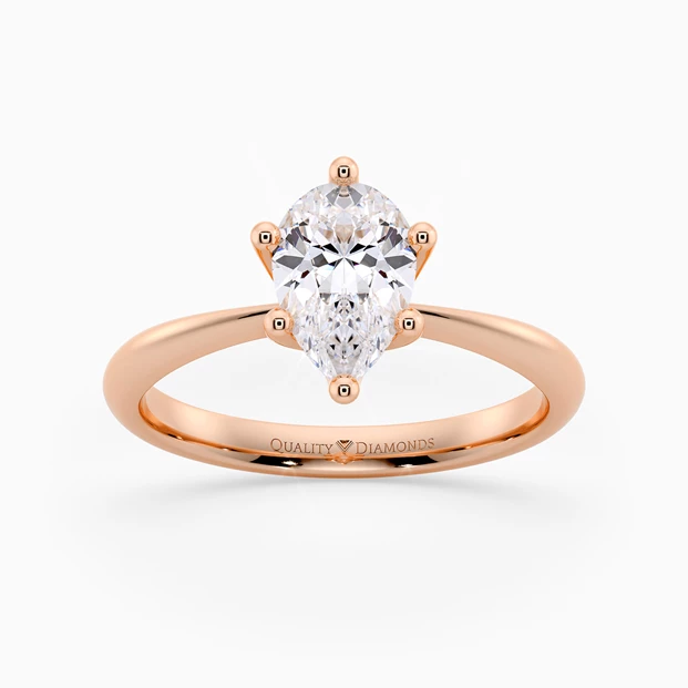 Six Claw Pear Amorette Diamond Ring in 9K Rose Gold